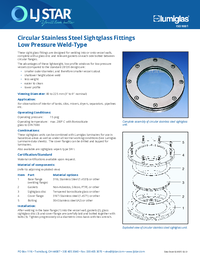 Thumbnail of document Data Sheet - Lumiglas® Low Pressure Weld-On Sight Glass